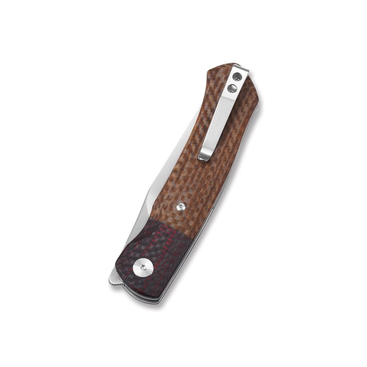 Couteau QSP Gannet Brown Manche FCarbone/Micarta Lame 154CM Ball Bearing Linerlock QS137B - Livraison Gratuite