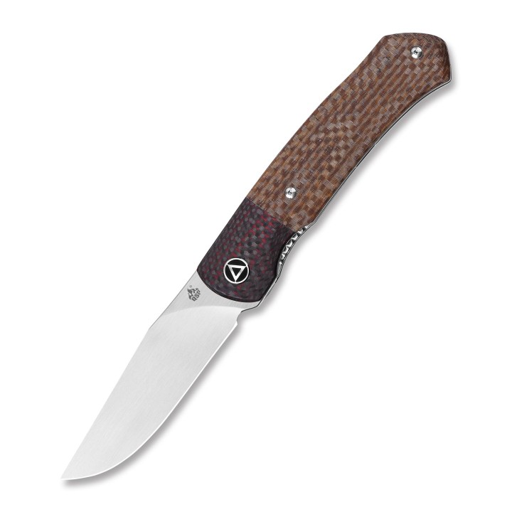 Couteau QSP Gannet Brown Manche FCarbone/Micarta Lame 154CM Ball Bearing Linerlock QS137B - Livraison Gratuite