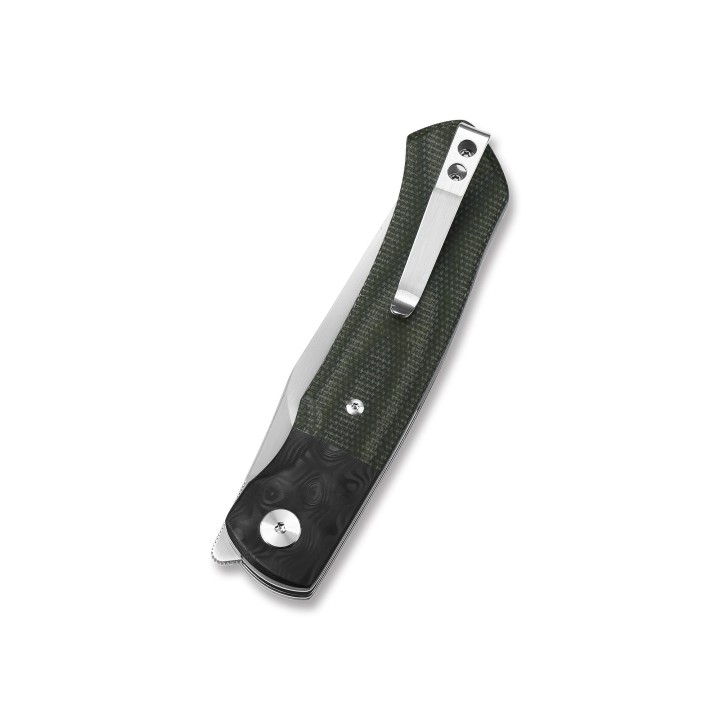 Couteau QSP Gannet Green Manche FCarbone/Micarta Lame 154CM Ball Bearing Linerlock QS137C - Livraison Gratuite