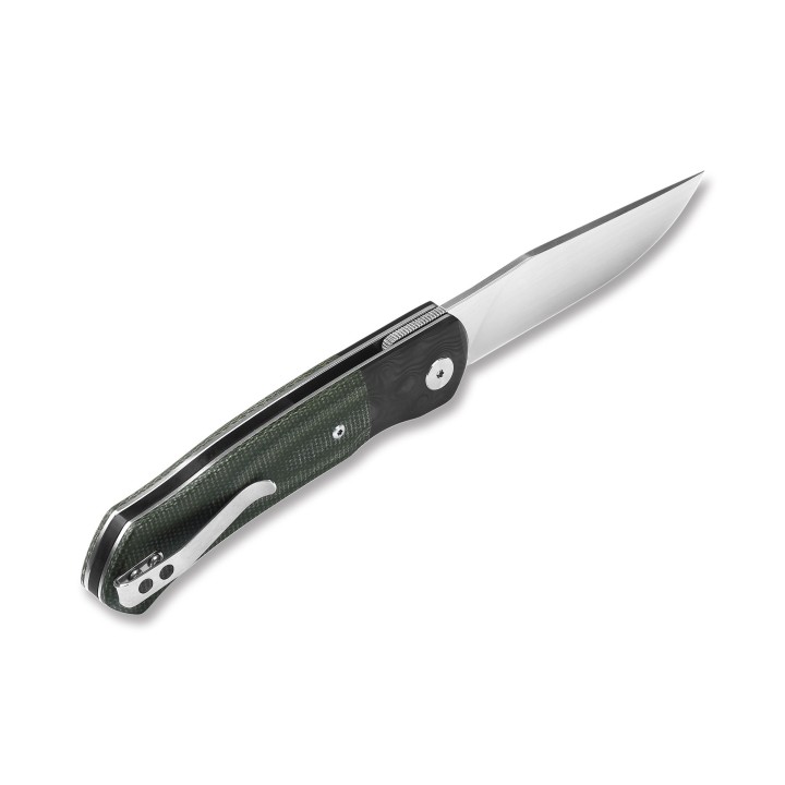 Couteau QSP Gannet Green Manche FCarbone/Micarta Lame 154CM Ball Bearing Linerlock QS137C - Livraison Gratuite