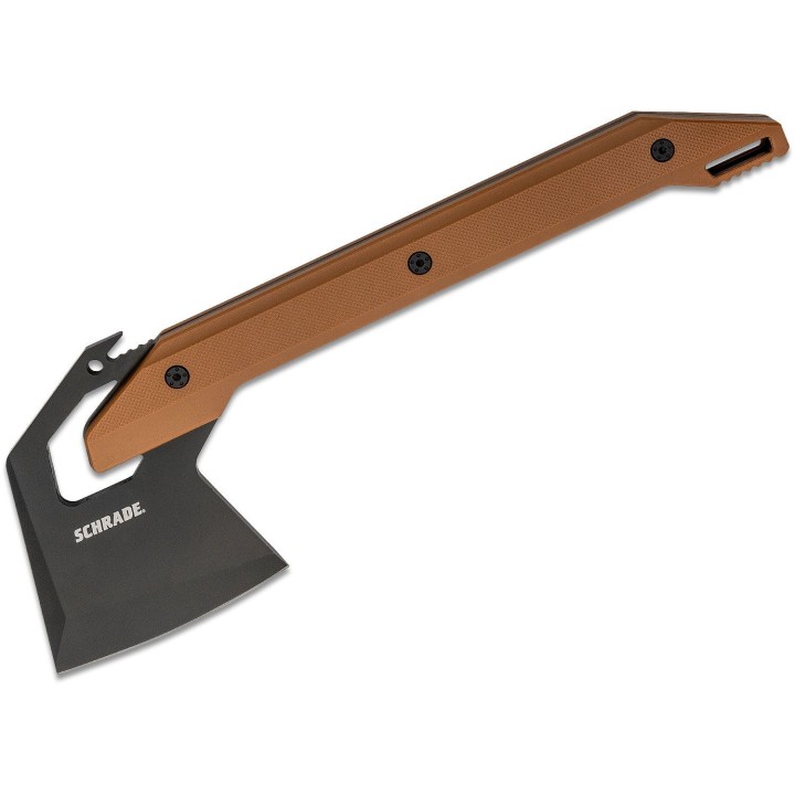 Hache Viking Schrade Frontier Axe Tan Manche GFN Lame Acier 3Cr13 Etui Nylon SCH1121076 - Livraison Gratuite