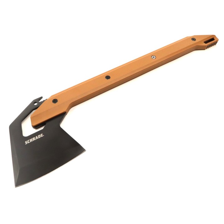Hache Viking Schrade Frontier Axe Tan Manche GFN Lame Acier 3Cr13 Etui Nylon SCH1121078 - Livraison Gratuite