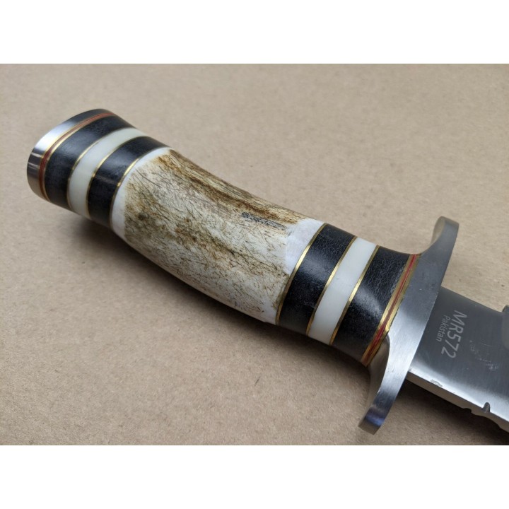 Couteau Bowie Manche Bois Chevreuil Lame Acier Inox Etui Cuir Marbles MR572 - Livraison Gratuite