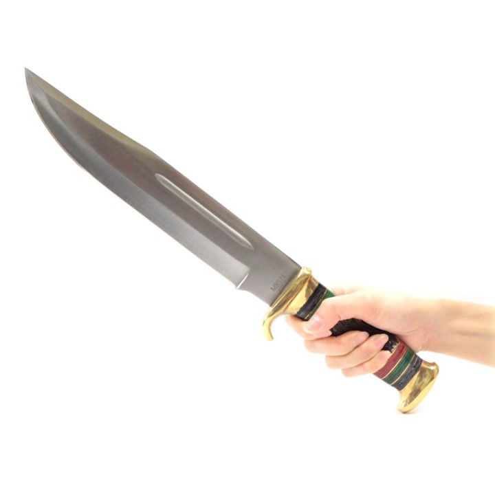 Couteau Bowie Manche Bois Chevreuil Lame Acier Inox Etui Cuir Marbles MR574 - Livraison Gratuite