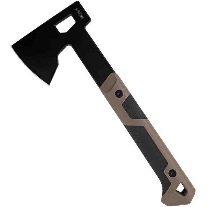 Hache Kershaw Deschutes Camp Axe Manche Tan GFN/Rubber Acier 3Cr13 Etui GFN KS1075X - Livraison Gratuite