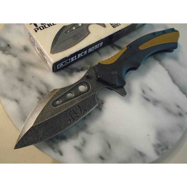 Couteau United Cutlery Black Ronin Tsunami A/O Lame Acier 3Cr13 Manche TPU/ABS Linerlock Clip UC3407 - Livraison Gratuite