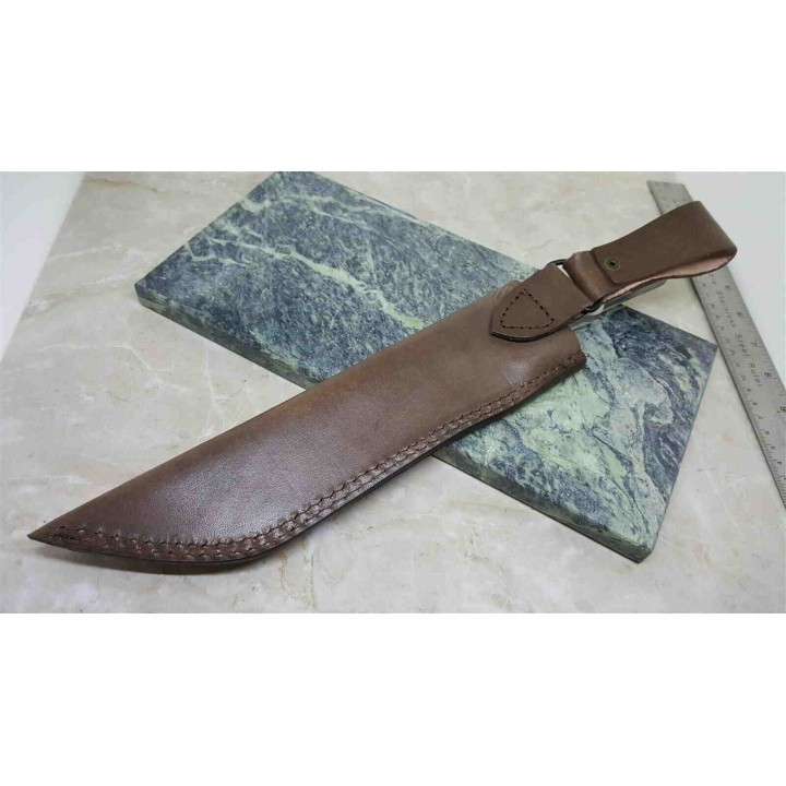 Couteau de Viking SEAX Manche Os Cerfé Lame Acier Inox Etui Cuir WM014 - Livraison Gratuite