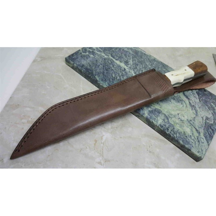 Couteau de Viking SEAX Manche Os Cerfé Lame Acier Inox Etui Cuir WM014 - Livraison Gratuite