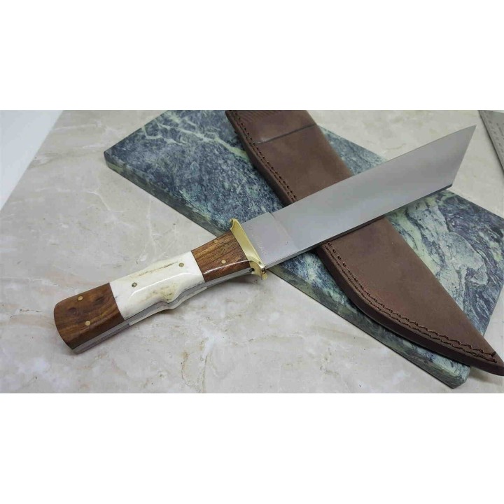 Couteau de Viking SEAX Manche Os Cerfé Lame Acier Inox Etui Cuir WM014 - Livraison Gratuite
