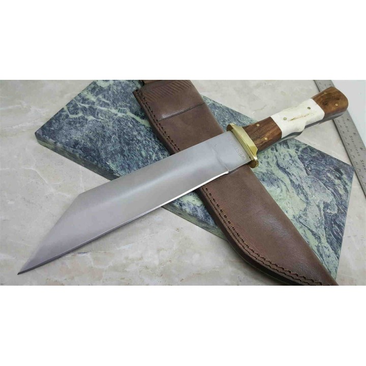 Couteau de Viking SEAX Manche Os Cerfé Lame Acier Inox Etui Cuir WM014 - Livraison Gratuite