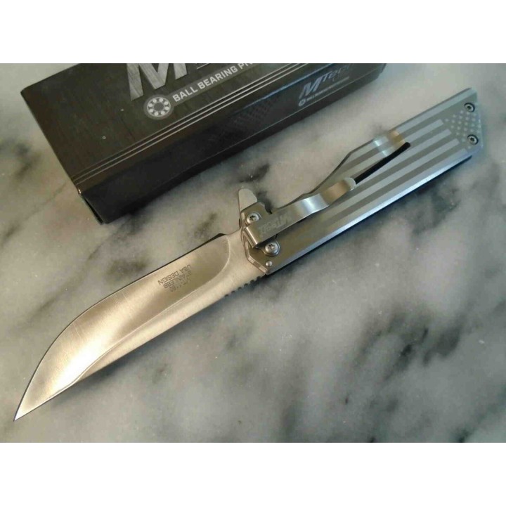 Couteau MTech Framelock Flag Lame Acier 3Cr13 Manche G10 Clip MT1160LF - Livraison Gratuite