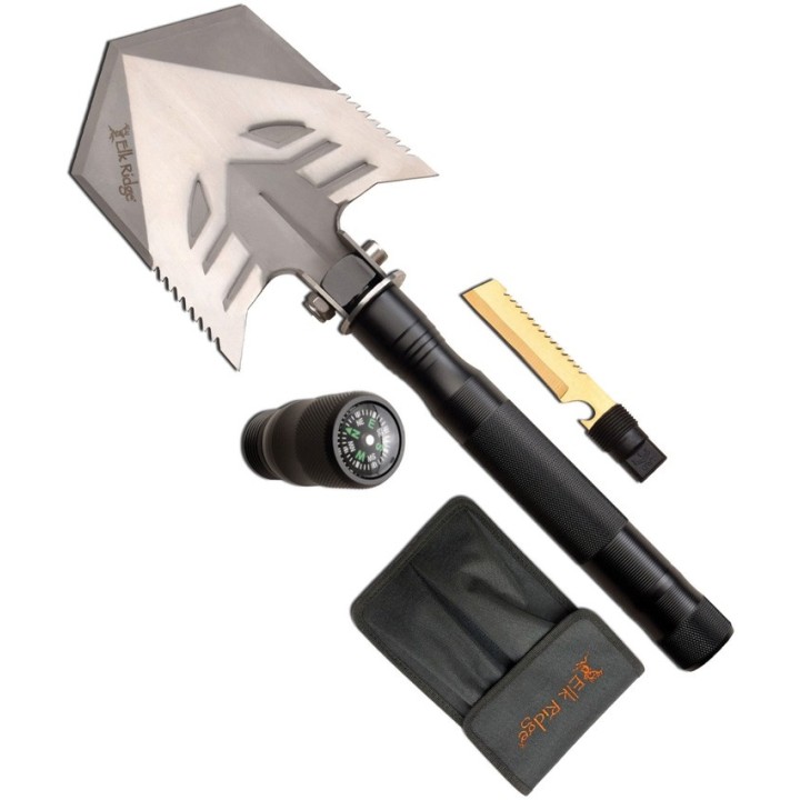 Pelle Elk Ridge Outdoor Survival Multi Function Shovel Acier 3Cr13 Manche Alu Etui Nylon ER962 - Livraison Gratuite