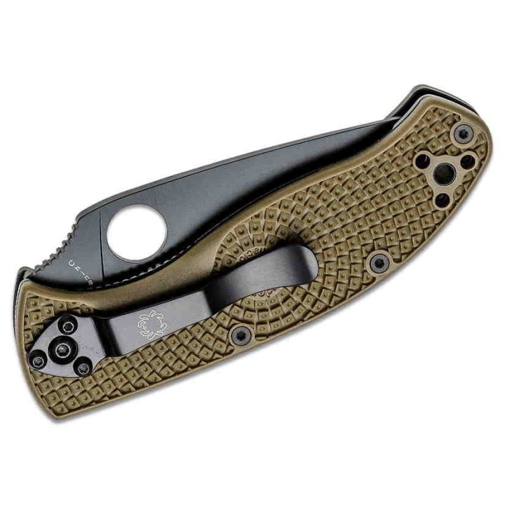 Couteau Spyderco Tenacious Od Green Manche FRN Lame Acier 8Cr13moV Serrated SC122PSODBK - Livraison Gratuite
