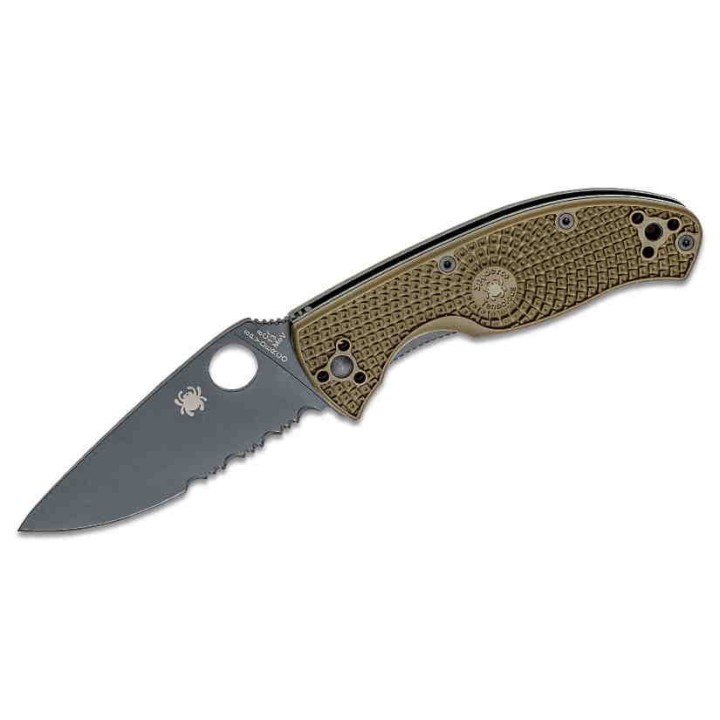Couteau Spyderco Tenacious Od Green Manche FRN Lame Acier 8Cr13moV Serrated SC122PSODBK - Livraison Gratuite