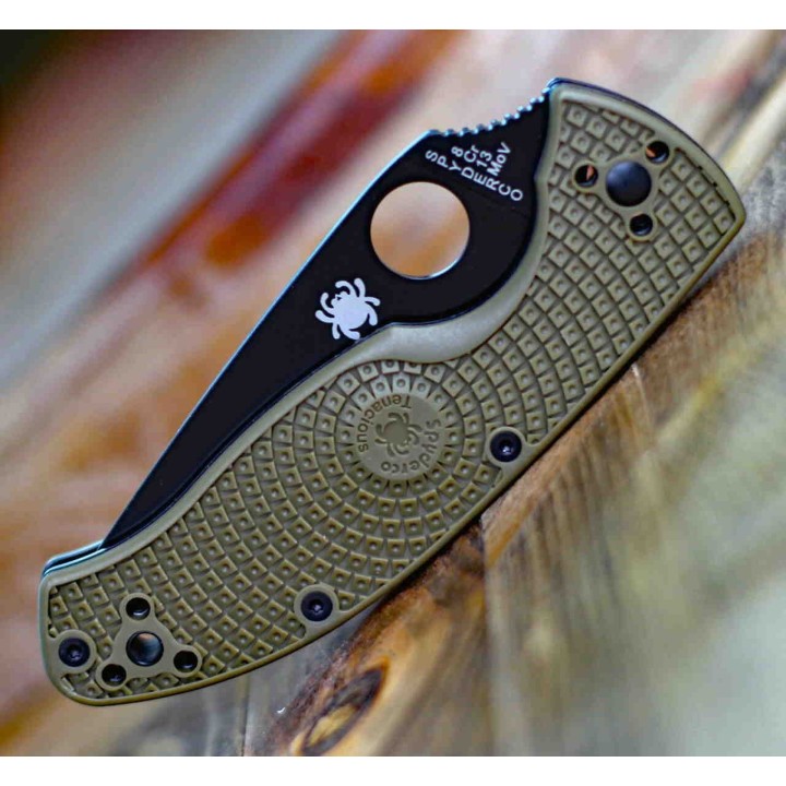 Couteau Spyderco Tenacious Od Green Manche FRN Lame Acier 8Cr13moV Serrated SC122PSODBK - Livraison Gratuite
