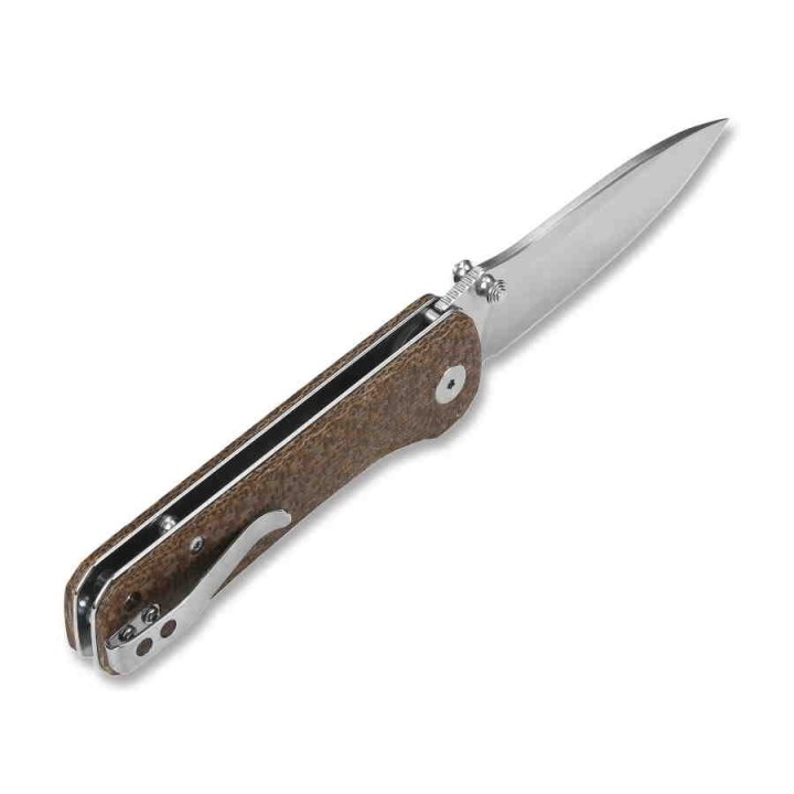 Couteau QSP Hawk Brown Lame Acier 14C28N Manche Micarta Linerlock Clip QS131G - Livraison Gratuite