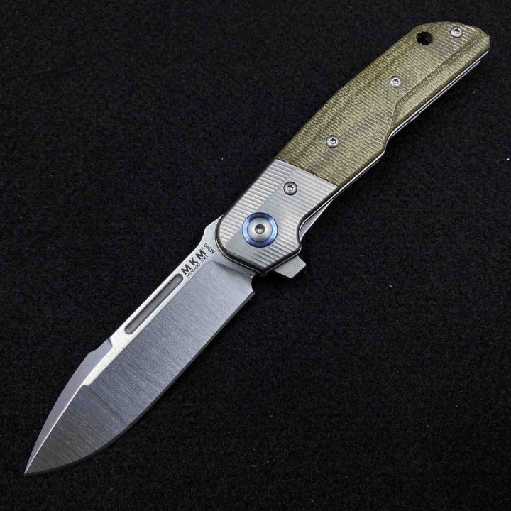 MKML019 MKM-Maniago Knife Makers Clap Green Micarta Handle M390 Blade Linerlock Clip - Livraison Gratuite