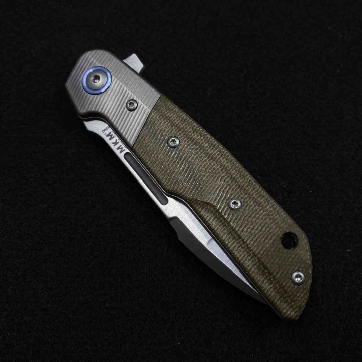 MKML019 MKM-Maniago Knife Makers Clap Green Micarta Handle M390 Blade Linerlock Clip - Livraison Gratuite