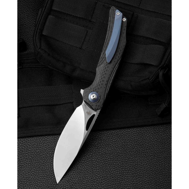 Couteau Bestech Falko Beige Lame Acier 154CM Manche G10/Fibre Carbone Linerlock Clip BTKL01A - Livraison Gratuite