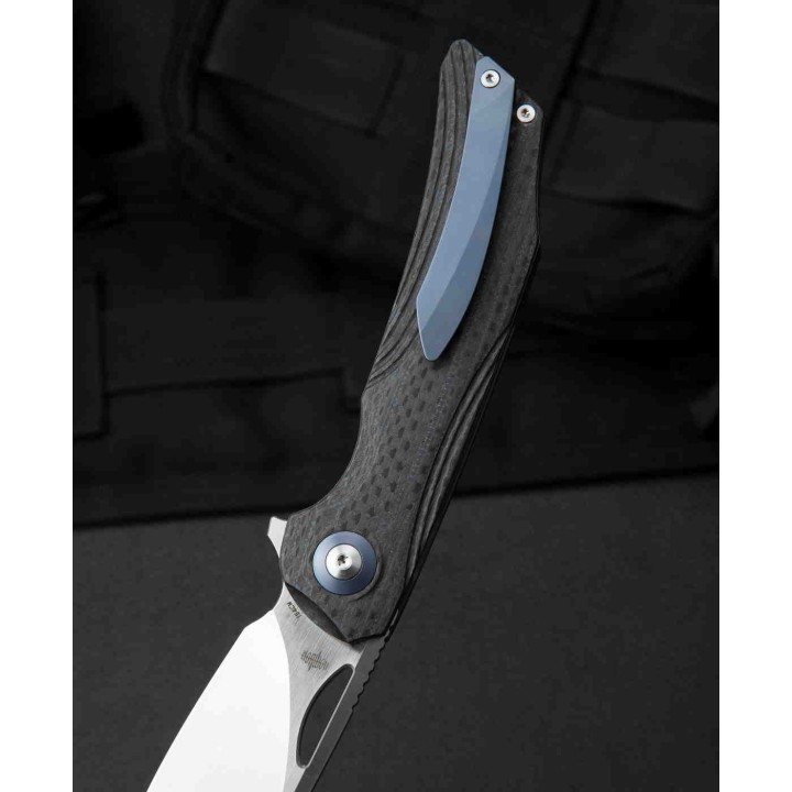 Couteau Bestech Falko Beige Lame Acier 154CM Manche G10/Fibre Carbone Linerlock Clip BTKL01A - Livraison Gratuite