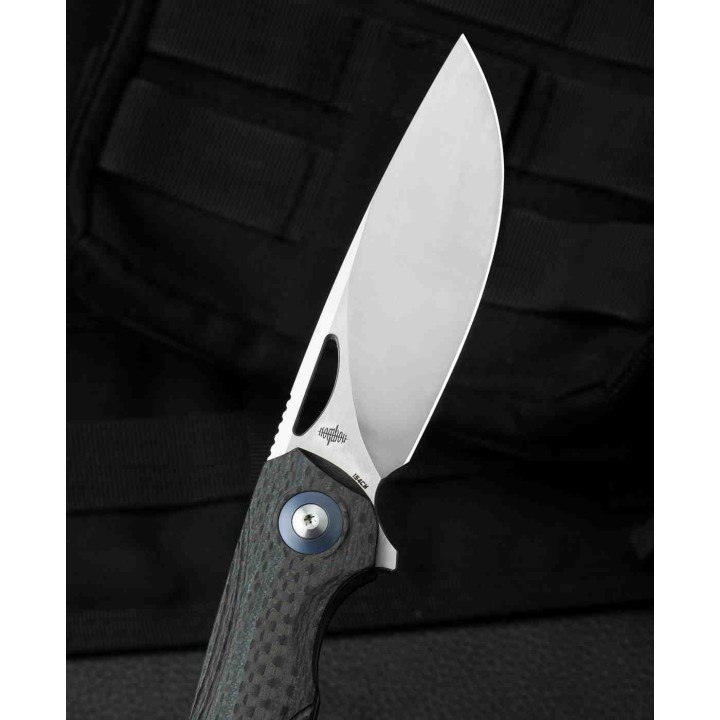 Couteau Bestech Falko Beige Lame Acier 154CM Manche G10/Fibre Carbone Linerlock Clip BTKL01A - Livraison Gratuite