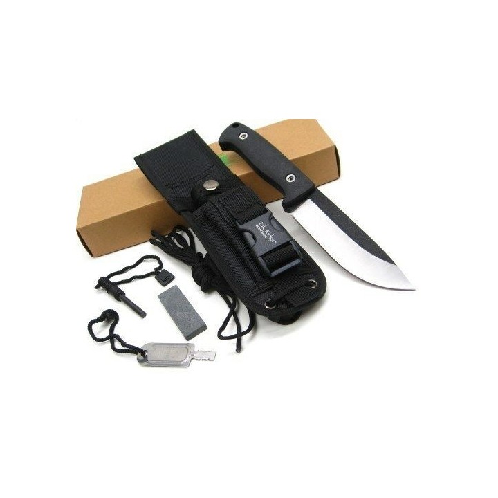 ER555BK Couteau Elk Ridge Bushcraft Acier 440 Manche FRN Etui Nylon Affuteur Fire Starter - Livraison Gratuite