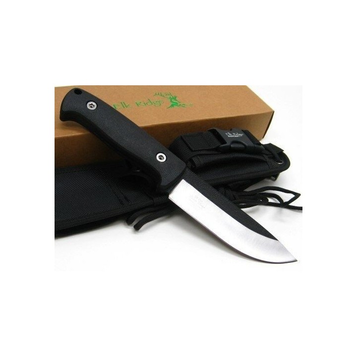 ER555BK Couteau Elk Ridge Bushcraft Acier 440 Manche FRN Etui Nylon Affuteur Fire Starter - Livraison Gratuite