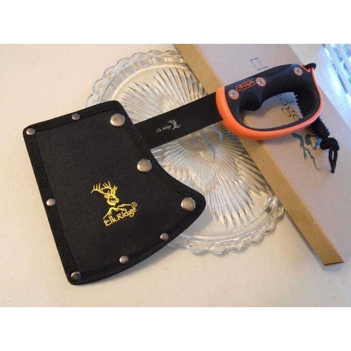 Hache Tomahawk Elk Ridge Colombian Acier Carbone Manche Abs Orange Etui Nylon ERAXE1 - Livraison Gratuite