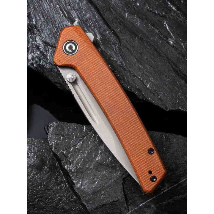 Couteau CIVIVI Nadder Brown Lame Tanto N690 Manche Micarta IKBS Linerlock Clip CIVC2021B - Livraison Gratuite