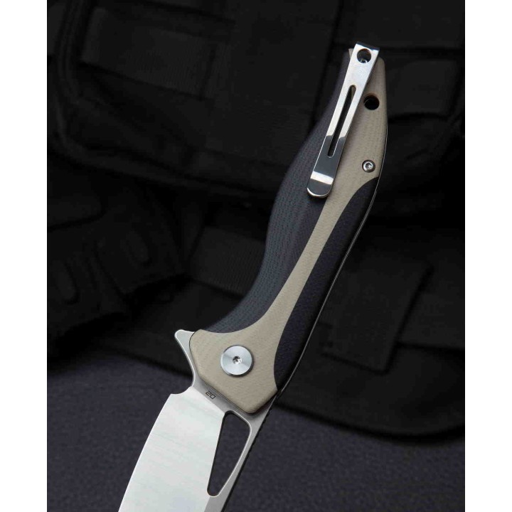 Couteau Bestesh Komodo Black/Tan Lame Acier D2 Manche G10 Linerlock Clip BTKG26B - Livraison Gratuite