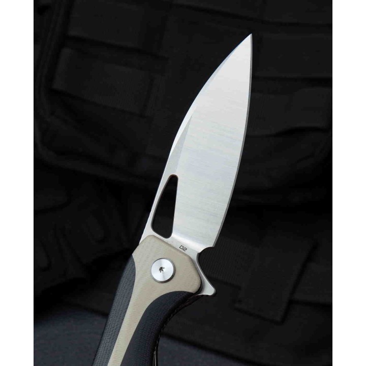 Couteau Bestesh Komodo Black/Tan Lame Acier D2 Manche G10 Linerlock Clip BTKG26B - Livraison Gratuite