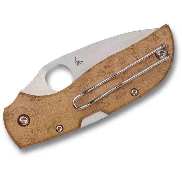 Couteau Spyderco Chaparral Maple Lame Acier CTS HXP Manche Bois Lockback Clip SC152WDP - Livraison Gratuite