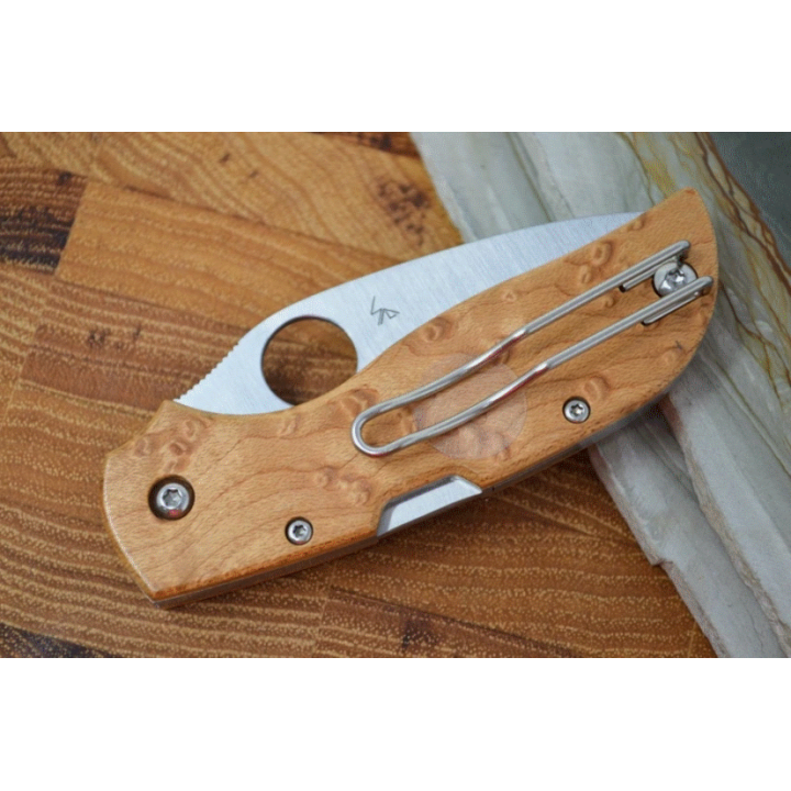 Couteau Spyderco Chaparral Maple Lame Acier CTS HXP Manche Bois Lockback Clip SC152WDP - Livraison Gratuite
