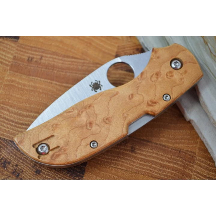Couteau Spyderco Chaparral Maple Lame Acier CTS HXP Manche Bois Lockback Clip SC152WDP - Livraison Gratuite