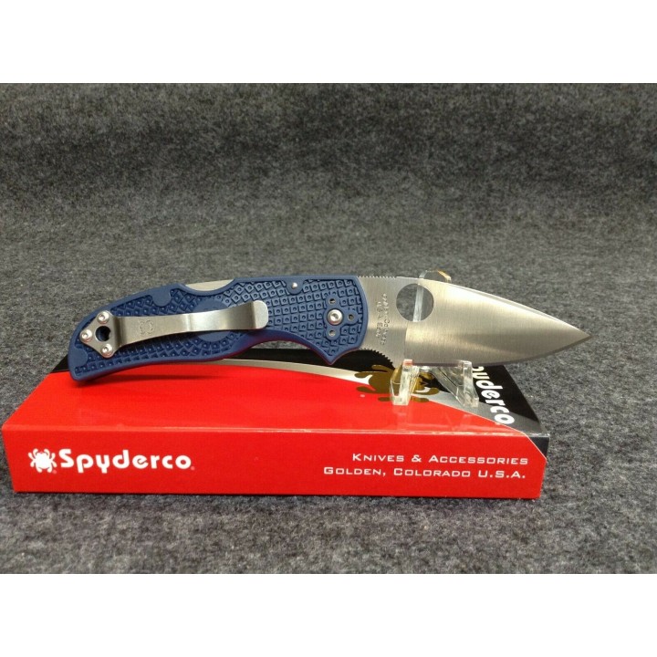 Couteau Spyderco Native 5 Lame Acier CPM-SPY27 Manche Blue FRN Lockback USA SC41PCBL5 - Livraison Gratuite