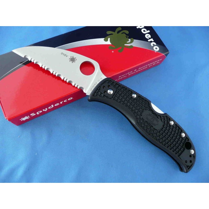 Couteau Spyderco RockJumper Lame Acier VG10 Serr Manche FRN Lockback Japan SC254SBK - Livraison Gratuite