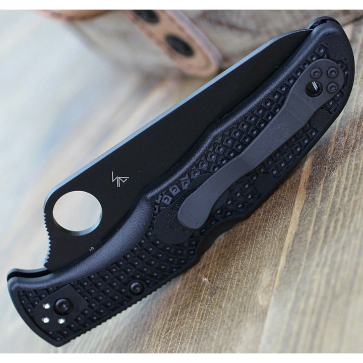 Couteau Spyderco Pacific Salt 2 Black Lame Acier H1 Manche FRN Lockback Clip Japan SC91PBBK2 - Livraison Gratuite