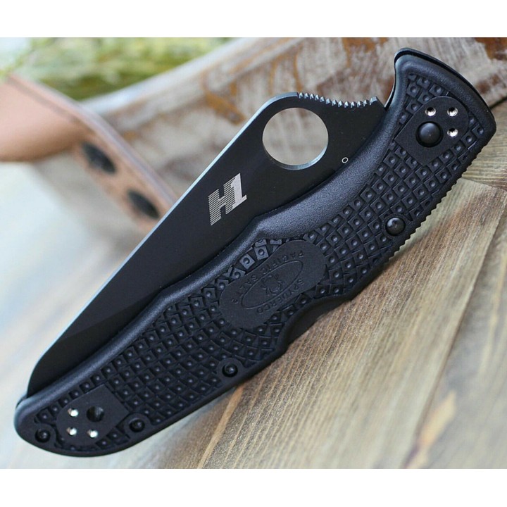Couteau Spyderco Pacific Salt 2 Black Lame Acier H1 Manche FRN Lockback Clip Japan SC91PBBK2 - Livraison Gratuite