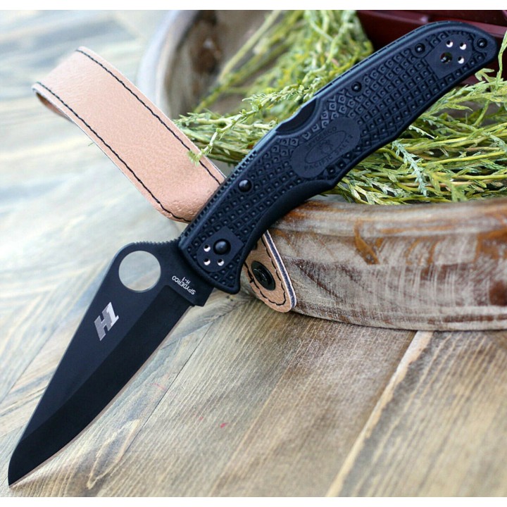 Couteau Spyderco Pacific Salt 2 Black Lame Acier H1 Manche FRN Lockback Clip Japan SC91PBBK2 - Livraison Gratuite