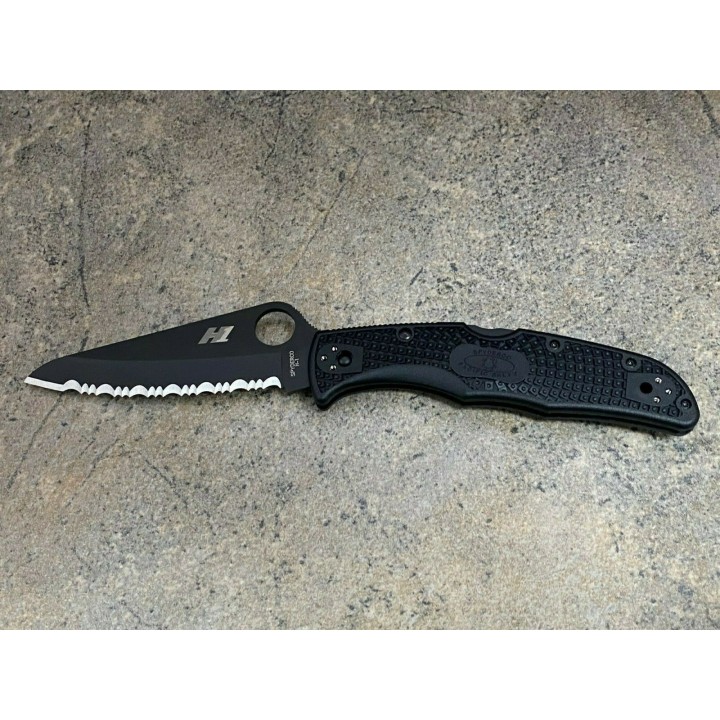 Couteau Spyderco Pacific Salt 2 Black Lame Acier H1 Serr Manche FRN Lockback Clip Japan SC91SBBK2 - Livraison Gratuite