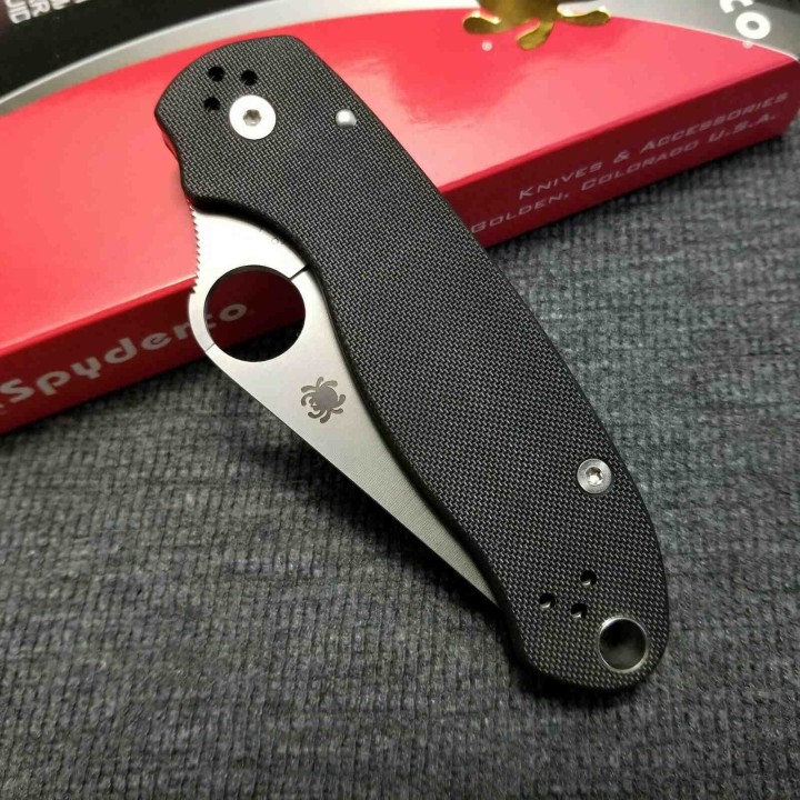 Couteau Spyderco Para Military 3 Lame Acier CPM S30V Manche G-10 Made In USA SC223GP - Livraison Gratuite