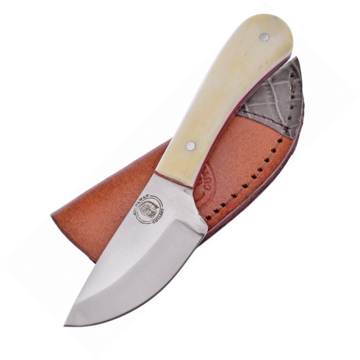 Couteau Frost Cutlery Chipaway Skinner Lame Acier Inox Manche Os Etui Cuir FCW1007 - Livraison Gratuite