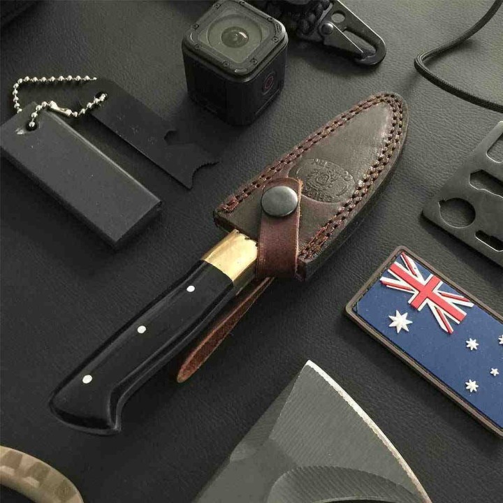 Couteau Frost Cutlery Sierra Madre Bowie Horn Lame Acier Inox Manche Corne Etui Cuir FCW352BH - Livraison Gratuite