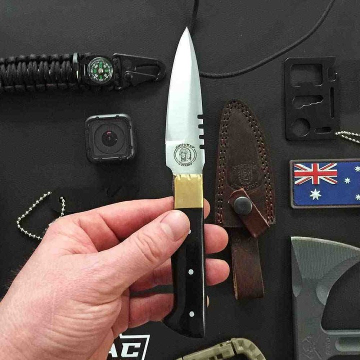 Couteau Frost Cutlery Sierra Madre Bowie Horn Lame Acier Inox Manche Corne Etui Cuir FCW352BH - Livraison Gratuite