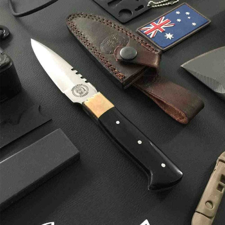 Couteau Frost Cutlery Sierra Madre Bowie Horn Lame Acier Inox Manche Corne Etui Cuir FCW352BH - Livraison Gratuite