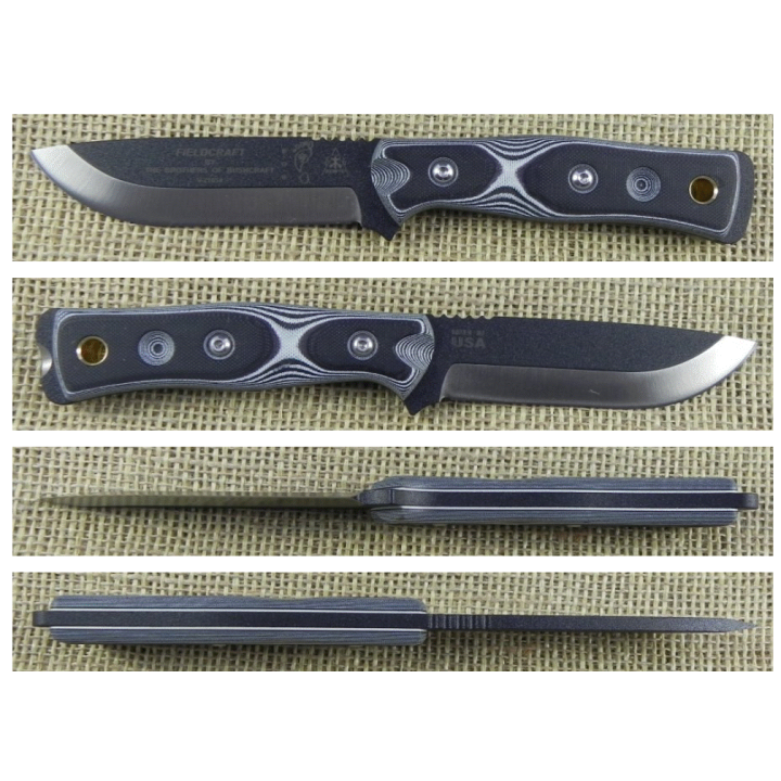 Couteau de Survie Tops BOB Hunter Bushcraft Acier 1095 Manche G-10 Black/White Etui Kydex USA TPBROSGB - Livraison Gratuite