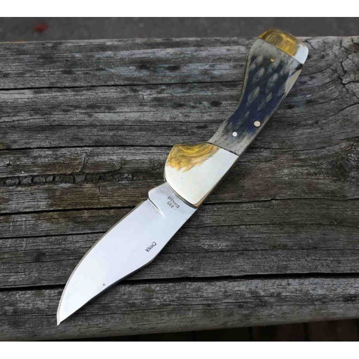 Couteau Frost Cutlery Choctaw 20th Annversary Lame Acier Inox Manche Os Lockback FCW105GY20 - Livraison Gratuite