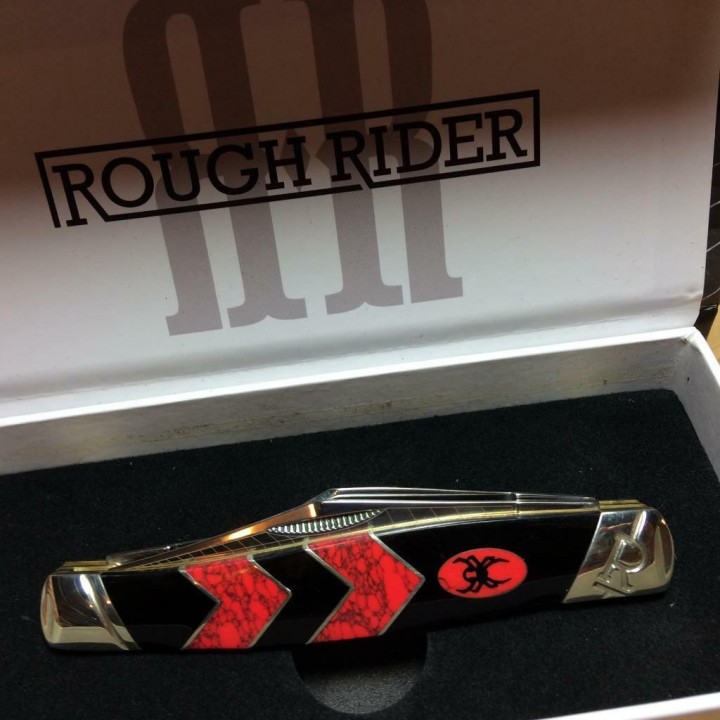 Couteau Rough Rider Stockman Black Widow 2 Lames Acier 440 Manche Araignée RR1671 - Livraison Gratuite