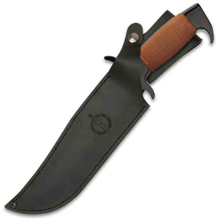 Couteau Hibben Damascus Hellfyre Highlander Bowie Lame Acier Damas Etui Cuir GH5089 - Livraison Gratuite