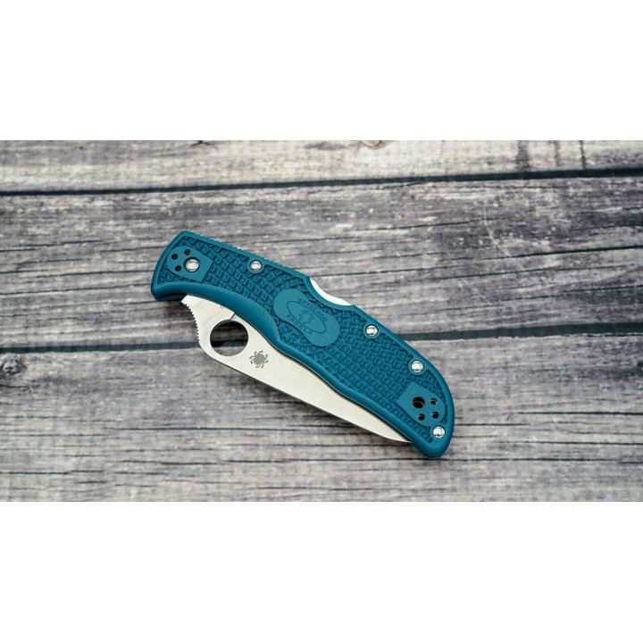 Couteau Spyderco Endela K390 Manche FRN Blue Lame Acier K390 Lockback Clip Made Japan SC243FPK390 - Livraison Gratuite